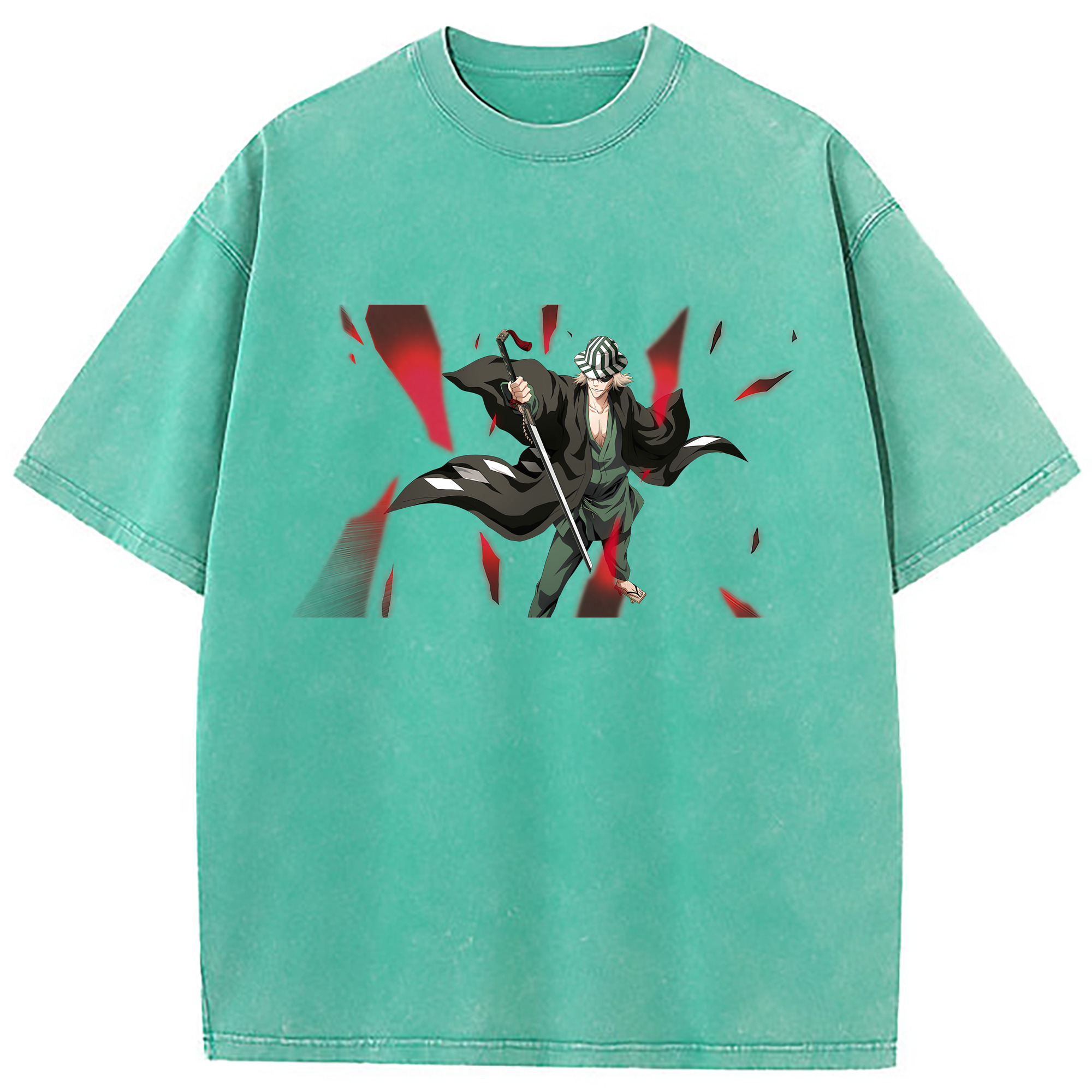 （画像用） "ブリーチ 浦原 喜助（うらはら きすけ） BLEACH Urahara Kisuke " 綿100% ヴィンテージ風 半袖Tシャツ（フロントプリント）